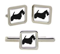 Gemelli Scottish Terrier Sagoma Quadrati Set Gemelli E Fermacravatta