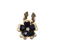 Gemelli Uomo 1PCS Rhinestone Cufflinks Shirt Button Covers Crystal Flower Jewelry Wedding Party(Black)