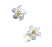 Gemelli Uomo 2PCS Irregular Pearls Button Covers Set Handwoven Flower Cufflinks Button