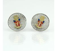 Gemelli uomo con stemma dell'arma dei Carabinieri in filigrana d'argento 925