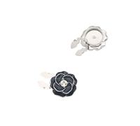 Gemelli Uomo Fashion Camellia Cufflinks DIY Clothing Accessories Casual Business(White-black)