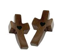 Gemelolandia Confezione da 2 croci in legno intagliate a mano, croce religiosa a mano e tasca, croce portatile per pollice e accarezzare, simbolo dell'amore e della religione, 5 x 1,3 cm Ergonomico e