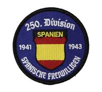 Gemelolandia Toppa in tessuto Hook and Loop militare circolare, divisione blu 250, replica ricamata storica volontari spagnoli 1941-1943, stemma della divisione blu, 8 x 8 cm