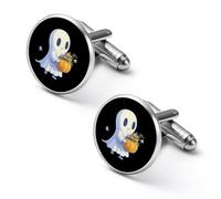 Gemelos de hombre con diseño de fantasma de Halloween, gemelos de aleación para camisa, gemelos para esmoquin, accesorios para negocios y bodas.
