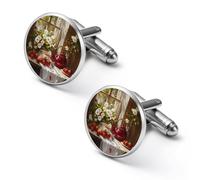 Gemelos de hombre con diseño de flores y frutas, gemelos de aleación para camisa, gemelos para esmoquin, accesorios para negocios y bodas.