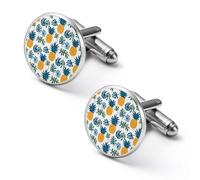 Gemelos de hombre con diseño de hojas tropicales de pino, gemelos de aleación para camisa, gemelos para esmoquin, accesorios para negocios y bodas.