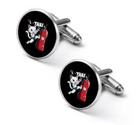 Gemelos de hombre con diseño de saco de boxeo de gato de Muay Thai, gemelos de camisa de aleación, gemelos para esmoquin, accesorios para negocios y bodas.