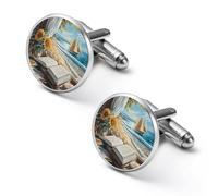 Gemelos de hombre con diseño de ventana de playa, libro, escritorio, girasol, gemelos de aleación para camisa, gemelos para esmoquin, accesorios para negocios y bodas.