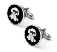 Gemelos de hombre con forma de perro Bichón Frisé, gemelos de aleación para camisa, gemelos para esmoquin, accesorios para negocios y bodas.