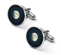 Gemelos de hombre con luna llena y estrellas, gemelos de aleación para camisa, gemelos para esmoquin, accesorios para negocios y bodas.