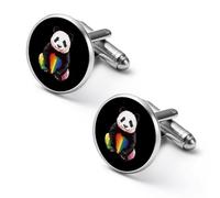 Gemelos de hombre Rainbow Panda, gemelos de aleación para camisa, gemelos para esmoquin, accesorios para negocios y bodas.