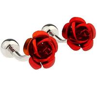 Gemelos de Rosa Roja, Un Par de rosas de San Valentín, gemelos de Camisa francesa para Hombres y Mujeres Attractive