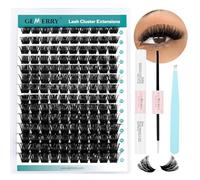 GEMERRY 200D Ciglia Finte Ciuffetti Kit 30D/40D/50D/60D/80D/100D/200D Ciuffi a Ciglia D Curl 10-18mm con Bond and Seal Pinzette er Uso Personale a Casa Ciglia a Grappolo Extension Ciglia Kit