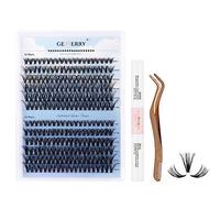 Gemerry Ciglia Finte Ciuffetti Kit 240 Ciuffi 0.07mm D Curl 8-16 mm con Lash Bond and Seal Colla Pinzette er Uso Personale a Casa Ciglia a Grappolo Extension (30+40D-D)