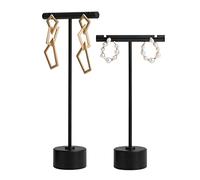 GemeShou 2 supporti a barra T nero per esposizione di orecchini, porta-orecchini per gioielli in metallo per vendita al dettaglio, accessori per fotografia di gioielli piccoli per la mostra【Nero】