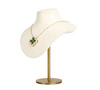 GemeShou Busto porta-collane beige per ragazze, organizzatore appeso in velluto, manichino piccolo, esposizione metallo【Beige】