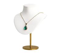 GemeShou Busto porta-collane bianco per ragazze, organizzatore appeso in velluto, manichino piccolo, esposizione metallo【Bianco】