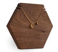 GemeShou Espositore per collane in legno per la vendita, porta gioielli esagonale in noce per mostra, organizer per gioielli al dettaglio per collane e oggetti di scena fotografici, supporto per