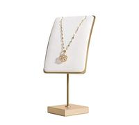 GemeShou Porta-collane bianco, piccolo supporto in velluto, organizzatore metallo, ganci per collane e orecchini【Bianco】