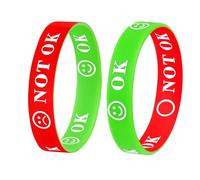 Gemi Braccialetti in silicone, braccialetti in gomma per bambini e adulti, set di 2 braccialetti per la salute mentale, aiuti per la comunicazione non verbale, fasce da polso per bambini, giocattoli