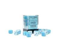 Gemini 12mm d6 Pearl Turquoise-White/blue Luminary Dice Block (36 dice)