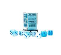 Gemini 16mm d6 Pearl Turquoise-White/blue Luminary Dice Block (12 dice)