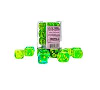 Gemini 16mm d6 Translucent Green-Teal/yellow Dice Block (12 dice)