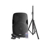 GEMINI AS 12 BLU LIGHT PACK Kit con diffusore amplificato da 12" con LED multicolore, stand e microfono