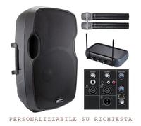 GEMINI AS 15 impianto audio KARAOKE PACK cassa 2000 watt + 2 microfoni wireless