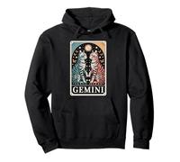 Gemini Gatti Zodiaco Gemelli Farfalla Stelle Magia Felpa con Cappuccio