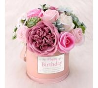 Gemini Gifts Regali di Compleanno per lei, Bouquet di Fiori di Sapone, Fiori perpetui, Regali di Compleanno premurosi per Donne, Rose Rosa, Fiori Artificiali, versi sentimentali, Qualcuno