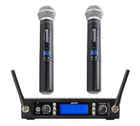 Gemini Lightweight Wireless Microphone System with UHF Dual Channel Receiver, 2 Handheld Microphones