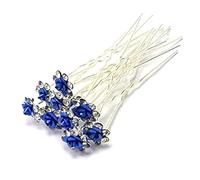Gemini_mall 10 forcine per capelli a forma di fiore con strass, per feste, balli, matrimoni, damigelle d'onore, colore blu