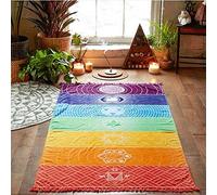 Gemini_mall, arazzo arcobaleno chakra, telo mare, tappetino da yoga, arazzo da appendere alla parete, decorazione per la casa, 150 x 75 cm, arcobaleno