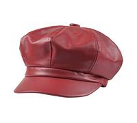 Gemini_mall Berretto da donna invernale caldo in ecopelle 8 pannelli, berretto da ragazzo con visiera berretto piatto berretto da newsboy cappello rosso vino