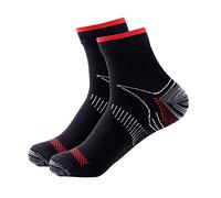 Gemini_mall® - Calze a compressione per fascite plantare, per uomini e donne, allevia il dolore e supporta il tallone e la caviglia (nero e rosso)