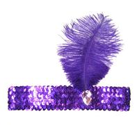 Gemini_mall® Cerchietto da donna con piume di Charleston, stile anni '20, per travestimento (viola)
