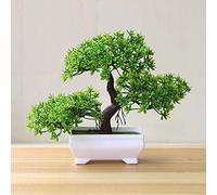 Gemini_mall - Pino bonsai, fiori artificiali, pino finto, piante da vaso, ornamenti, decorazioni per la casa, colore: verde