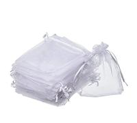 Gemini _ mall® - Sacchetti regalo in organza, per gioielli, confetti, bomboniere, 13 x 18 cm - 50 pezzi, colore: bianco White - 13cm X 18cm