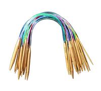 Gemini_mall® - Set da 18 ferri da maglia circolari in bambù, 80 cm lunghezza, Misure da 2 mm a 10 mm., Colourful, 40 cm