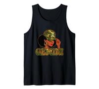Gemini Queen Gemelli Segno Zodiacale Camo Ragazza Afro Canotta