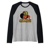 Gemini Queen Gemelli Segno Zodiacale Camo Ragazza Afro Maglia con Maniche Raglan