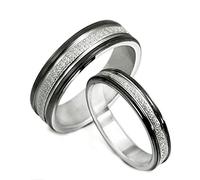 GEMINI Set anelli nuziali in titanio per lui e lei,bordo nero e incisione gratuita,per promesse di matrimonio,misure Uk H-Z6