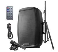 Gemini Sound AS-2115BT-PK Bluetooth 15 "Inch Woofer 2000W Watts Active PA System DJ Altoparlanti Bluetooth con Stand Altoparlante, Microfono / Scheda SD Microfono, Ingressi XLR con Maniglie, TWS