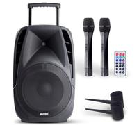 Gemini Cassa attiva trolley ES-15TOGO 1126083 200W Bluetooth RCA SD/USB 2 microfoni wireless Nero