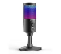 Gemini Sound GSM100USB - Microfono a condensatore USB per PC, con luci LED RGB, jack per cuffie, controllo volume e riduzione del rumore di fondo, per live streaming, podcasting, chat, giochi, Twitch