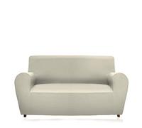 GEMITEX Magico COPRIDIVANO 4 POSTI in Tessuto Tinta Unita ED Elasticizzato, Polyester, Panna, Schienale Fino A 280 CM