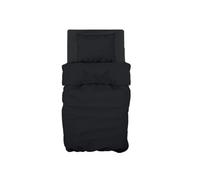 GEMITEX Set Lenzuola Singolo, 100% Cotone, Nero, Tinta Unita, Antipilling e Anallergico, Design Made in Italy, Include Lenzuolo Sopra 150x280cm, Lenzuolo Sotto con Angoli 90x190cm, 1 Federa 50x80cm