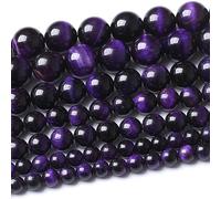 Gemma di cristallo naturale sfuso rotondo occhio di tigre viola 8 mm per la creazione di gioielli fai da te