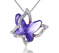 GEMMANCE Collana da donna con ciondolo a forma di farfalla, realizzata con cristalli Swarovski, regalo per lei, Cristallo Ottone Zirconia cubica, Nessuna pietra preziosa